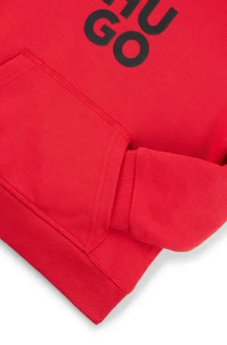Hoodie för barn med staplade logotyper i bomullsblandning