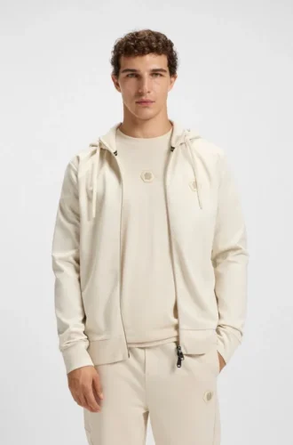 Hoodie i bomullsblandning med dragkedja och Double B-monogram