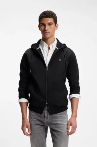 Hoodie i bomullsblandning med dragkedja och Double B-monogram