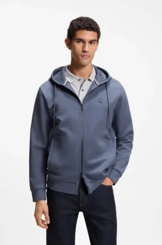 Hoodie i bomullsblandning med dragkedja och Double B-monogram