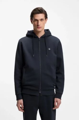 Hoodie i bomullsblandning med dragkedja och Double B-monogram