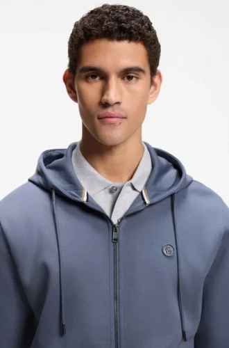 Hoodie i bomullsblandning med dragkedja och Double B-monogram