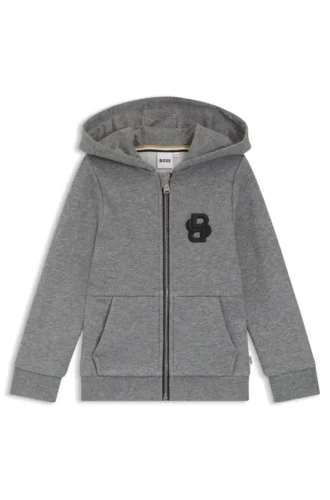 Hoodie i bomullsblandning med dragkedja och Double B-monogram för barn