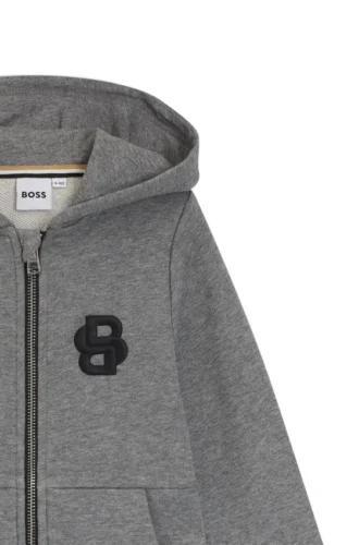 Hoodie i bomullsblandning med dragkedja och Double B-monogram för barn