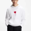 Hoodie i bomullsfrotté för alla kön med origami-hjärtmotiv