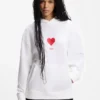 Hoodie i bomullsfrotté för alla kön med origami-hjärtmotiv