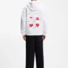 Hoodie i bomullsfrotté för alla kön med origami-hjärtmotiv
