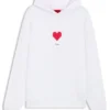Hoodie i bomullsfrotté för alla kön med origami-hjärtmotiv