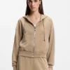 Hoodie med logobroderi och dragkedja i oversized-passform