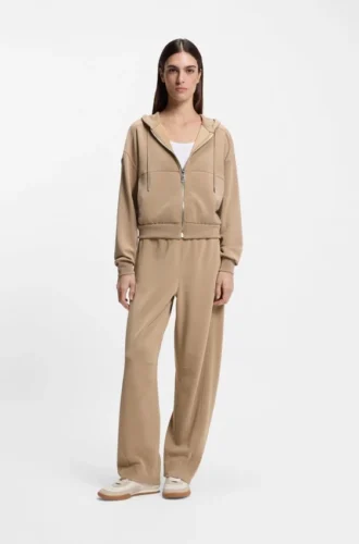 Hoodie med logobroderi och dragkedja i oversized-passform