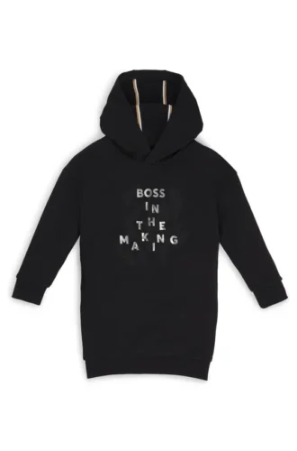 Hoodieklänning för barn i stretchbomull med signaturtryck