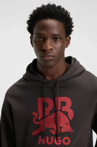 HUGO x RB-hoodie med tjurmotiv i bomullsfrotté