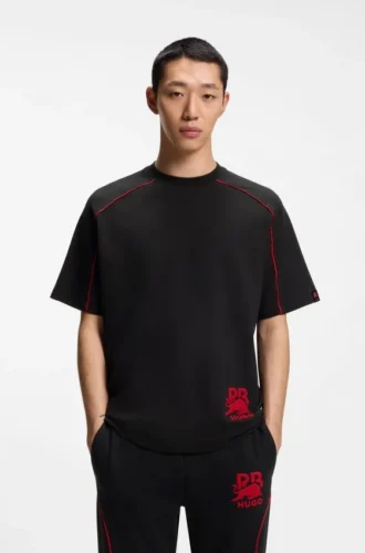 HUGO x RB T-shirt i bomullsblandning med kontrasterande kantband