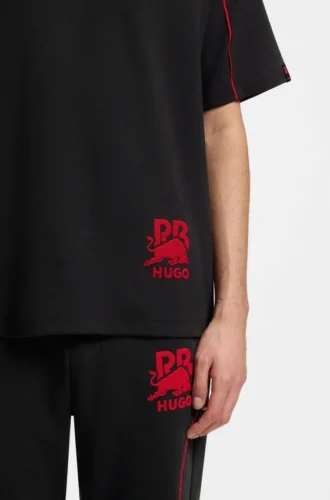 HUGO x RB T-shirt i bomullsblandning med kontrasterande kantband
