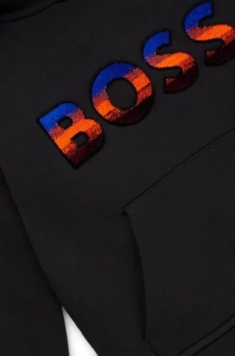 Huvtröja för barn med broderad logotyp i ton-i-ton