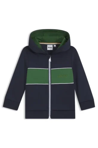 Huvtröja för barn med broderad logotyp och dragkedja fram