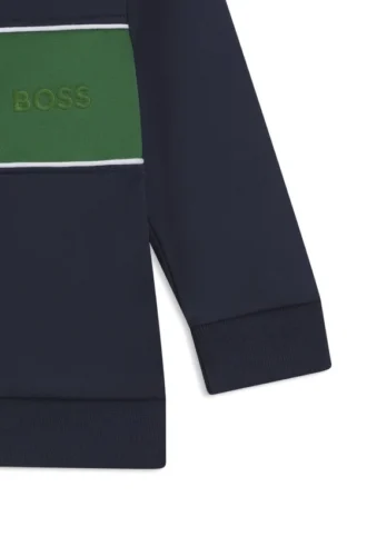Huvtröja för barn med broderad logotyp och dragkedja fram
