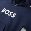 Huvtröja för barn med kontrastlogotyp i lös passform
