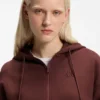Huvtröja i bomullsfrotté med dragkedja och broderat logotypmönster
