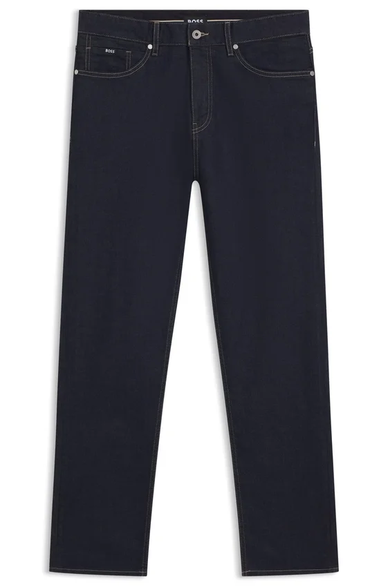 Indigo-färgade jeans med rak passform i stretchdenim Indigo-färgade jeans med rak passform i stretchdenim