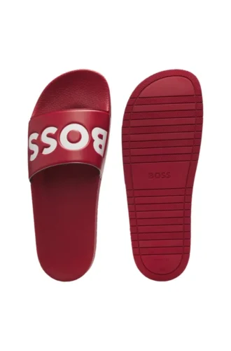Italiensktillverkade sandaler med stor logodetalj