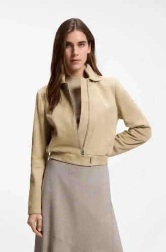 Jacka i blousonstil i mjukt mocka