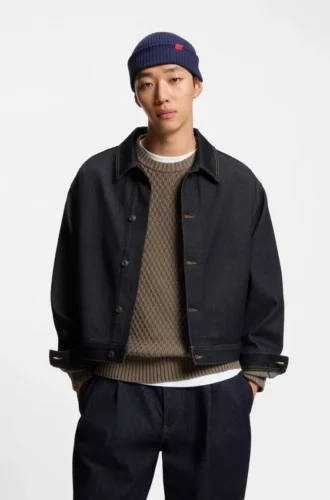 Jacka i regular fit i mörkblå denim