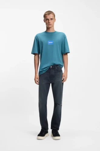 Jeans med normal passform i mörkblå denim
