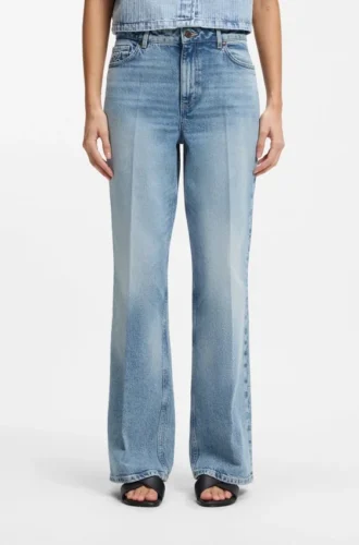Jeans med vida ben i blå stretchdenim