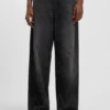 Jeans med vida ben i kristallprydd denim