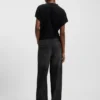 Jeans med vida ben i kristallprydd denim