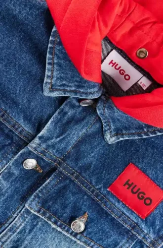 Jeansjacka för barn med avtagbar fleecehuva