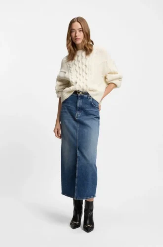 Kabelstickad tröja i oversized-passform