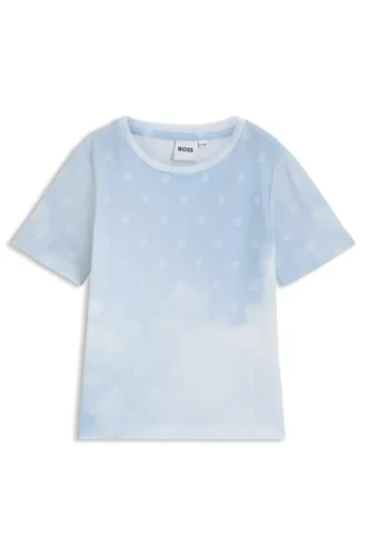 Kids’ cotton T-shirt with Double B monograms and clouds