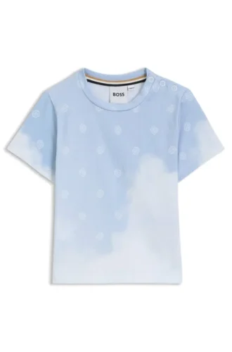 Kids’ cotton T-shirt with Double B monograms and clouds