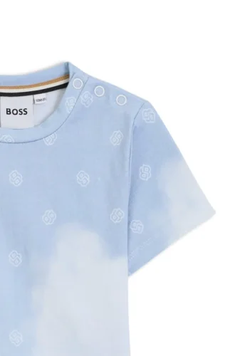Kids’ cotton T-shirt with Double B monograms and clouds