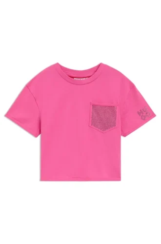 Kort T-shirt för barn med kontrastfärgad ficka