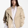 Kort trenchcoat i bomull och linne