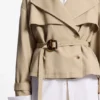 Kort trenchcoat i bomull och linne