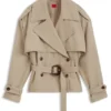 Kort trenchcoat i bomull och linne