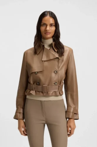 Läderjacka i trenchcoat-stil