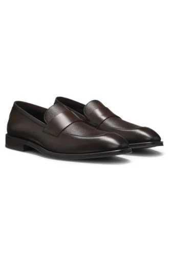 Läderloafers med slät penny-kant