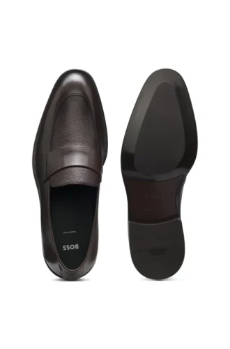 Läderloafers med slät penny-kant