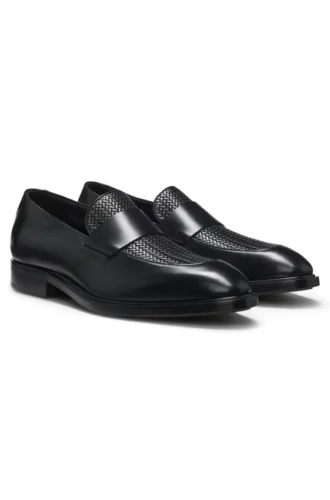 Läderloafers med vävd överdel