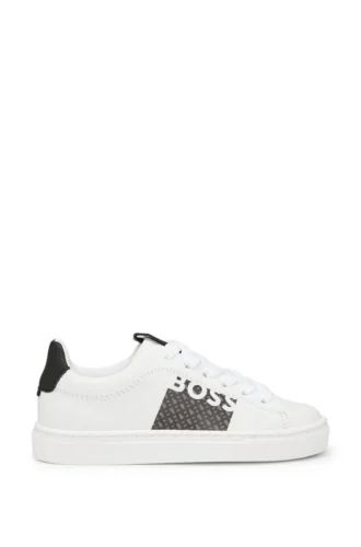 Lädersneakers för barn med logotyper och monogram