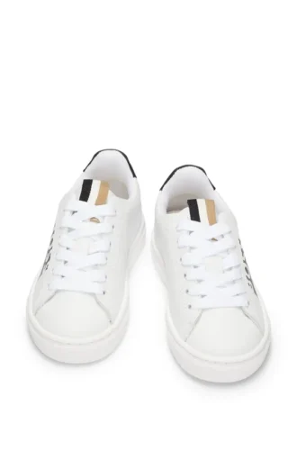 Lädersneakers för barn med logotyper och monogram