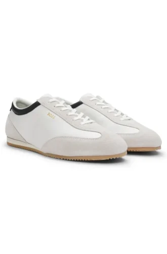 Lädersneakers med detaljer i mocka