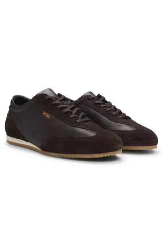 Lädersneakers med detaljer i mocka