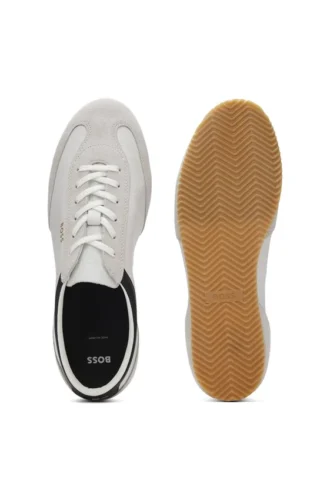 Lädersneakers med detaljer i mocka