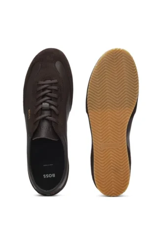 Lädersneakers med detaljer i mocka